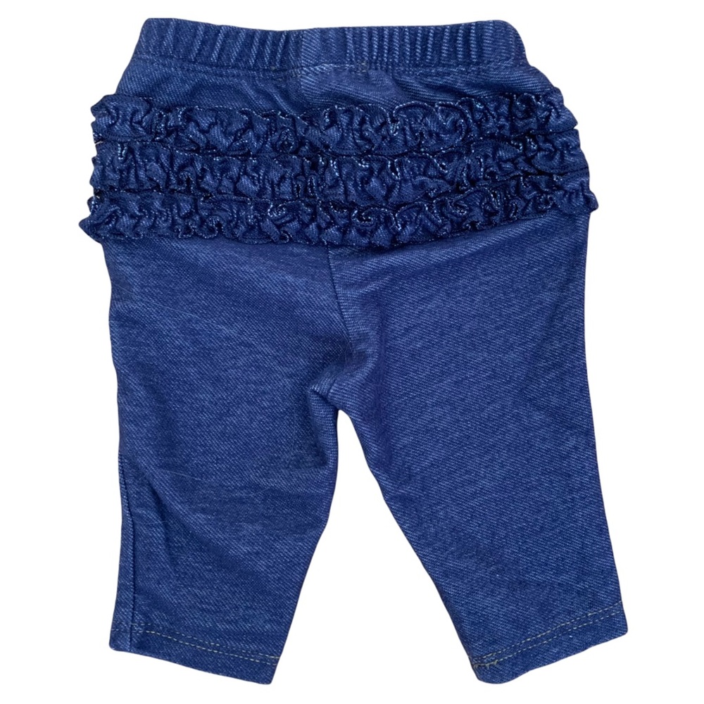 Old Navy Blue Ruffle Jeggings Baby Girl Sz 0-3 M